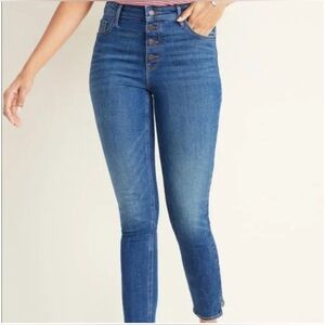 Old Navy Hi-Rise Exposed Button Fly Rock Star Jeans Size 4 Blue Everyday Casual
